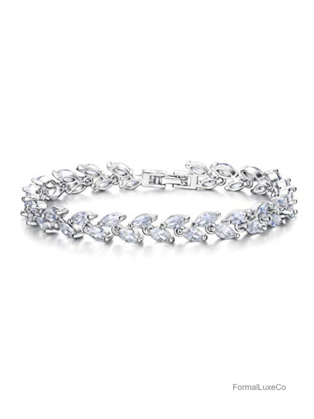 Cubic Zirconia Leaf Tennis Bracelet Wedding Bridal Jewelry Gift